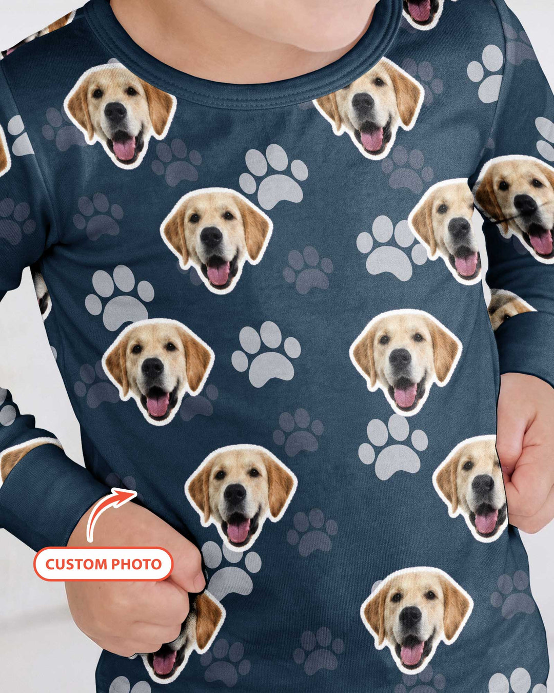 Personalized Dog & Cat Photo Bamboo Two Piece Long Sleeve Pajama Set