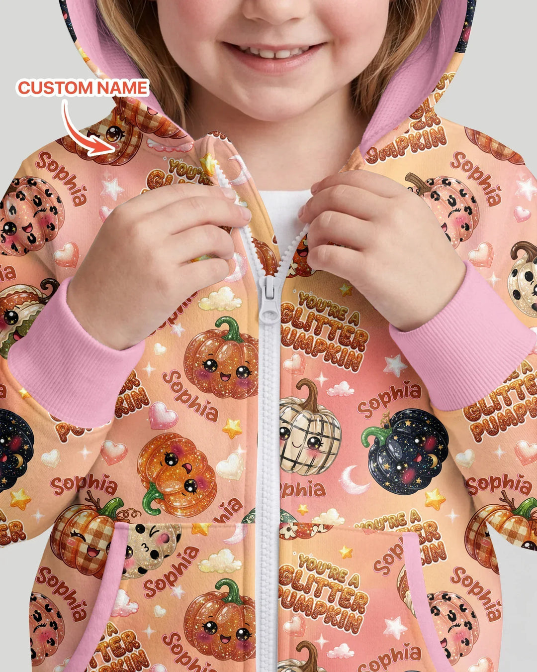 Custom Name You're A Glitter Pumpkin Bamboo Zip Hoodie