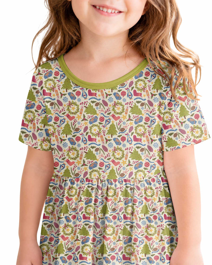 All Over Christmas Fun Bamboo Twirl Dress
