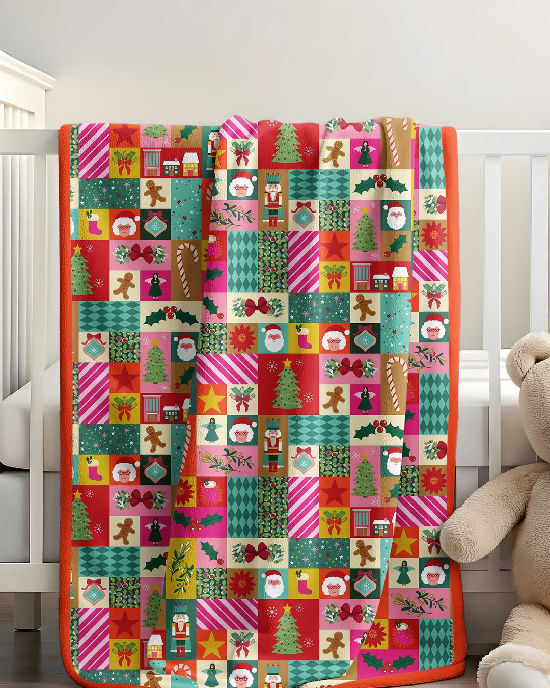 Maximalist Christmas Collage Bamboo Blanket