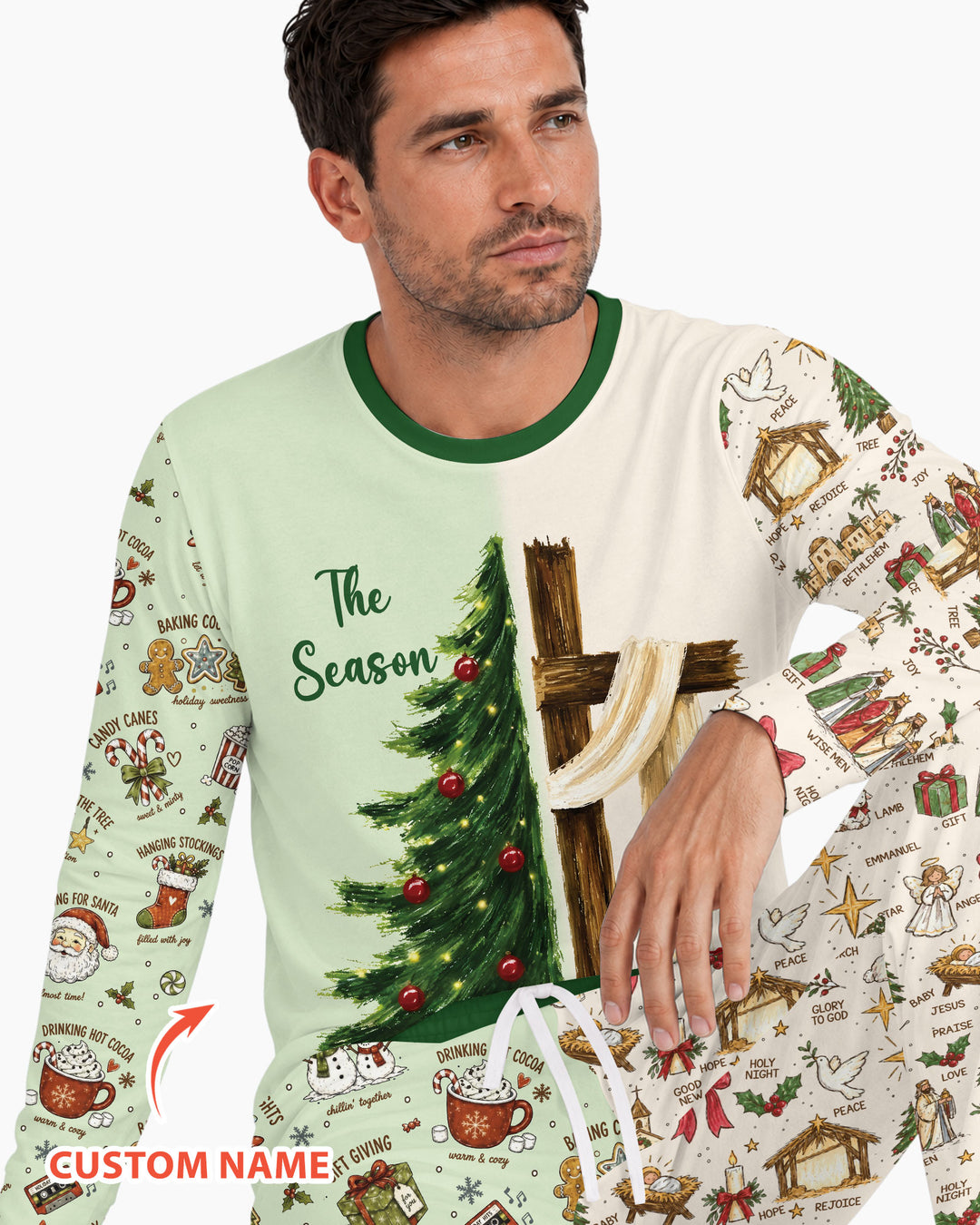 Jesus Is The Reason For The Season Family Matching Bamboo Men's Pajama Set