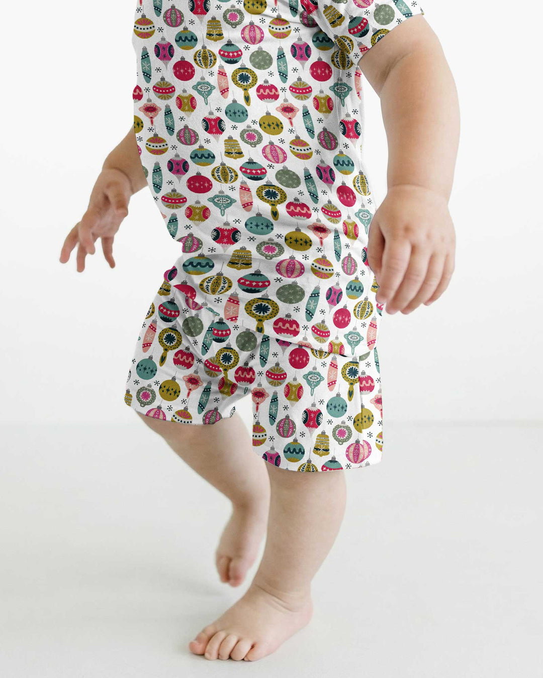 Tiny Christmas Ornaments   Bamboo Two Piece Short Sleeve Shorts Pajama Set