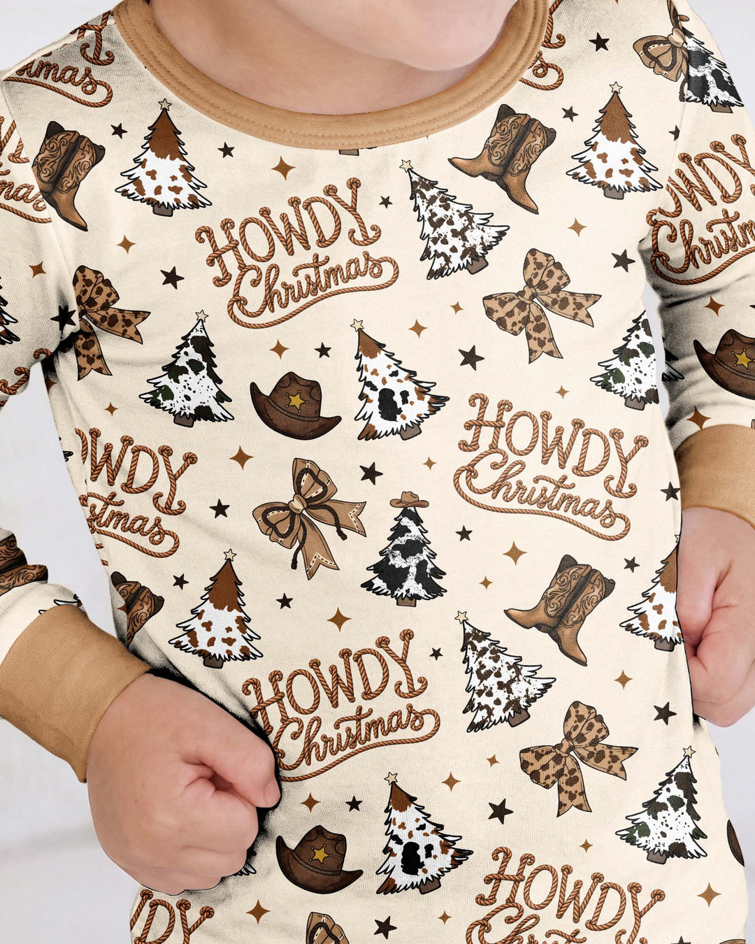 Coquette Western Howdy Christmas Bamboo Two Piece Long Sleeve Pajama Set