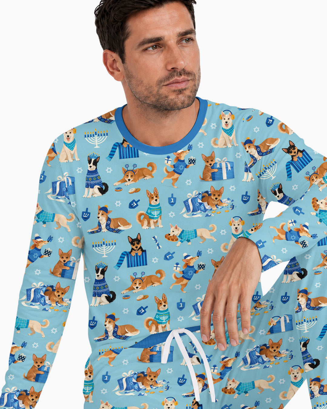 Hannukkah Protected by A Canaan Dog Bamboo Men's Pajama Set