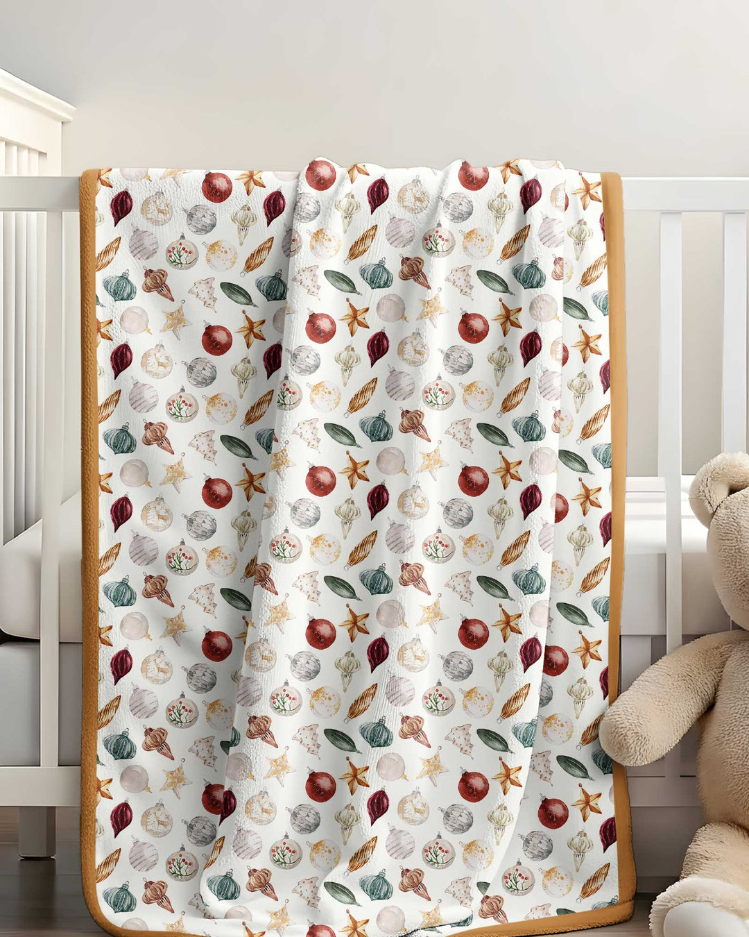 Watercolor Christmas Ornaments Bamboo Blanket
