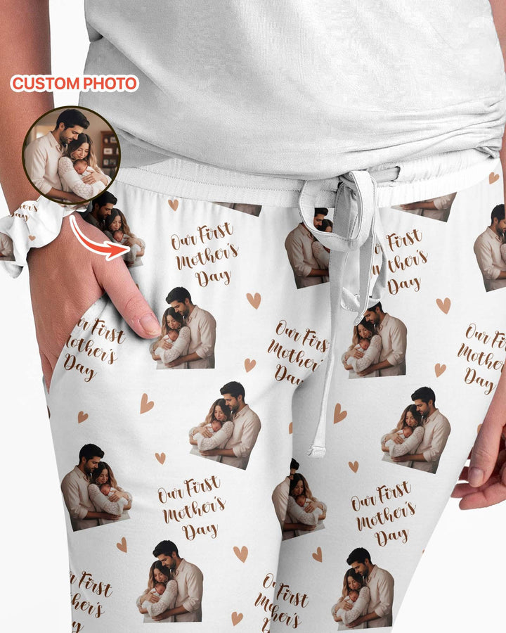 Personalisierte Foto Unser erstes als Eltern Bambus Damen Pyjama Set
