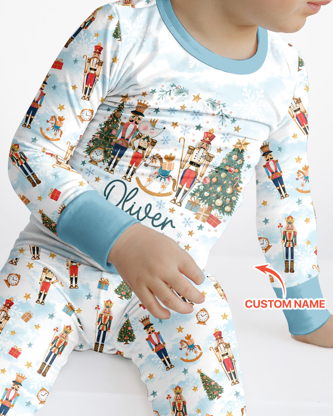Nutcracker And Ballerina Custom Name Bamboo Two Piece Long Sleeve Pajama Set