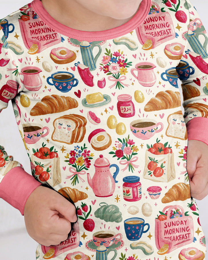 Sunday Morning Breakfast Bamboo Two Piece Long Sleeve Pajama Set