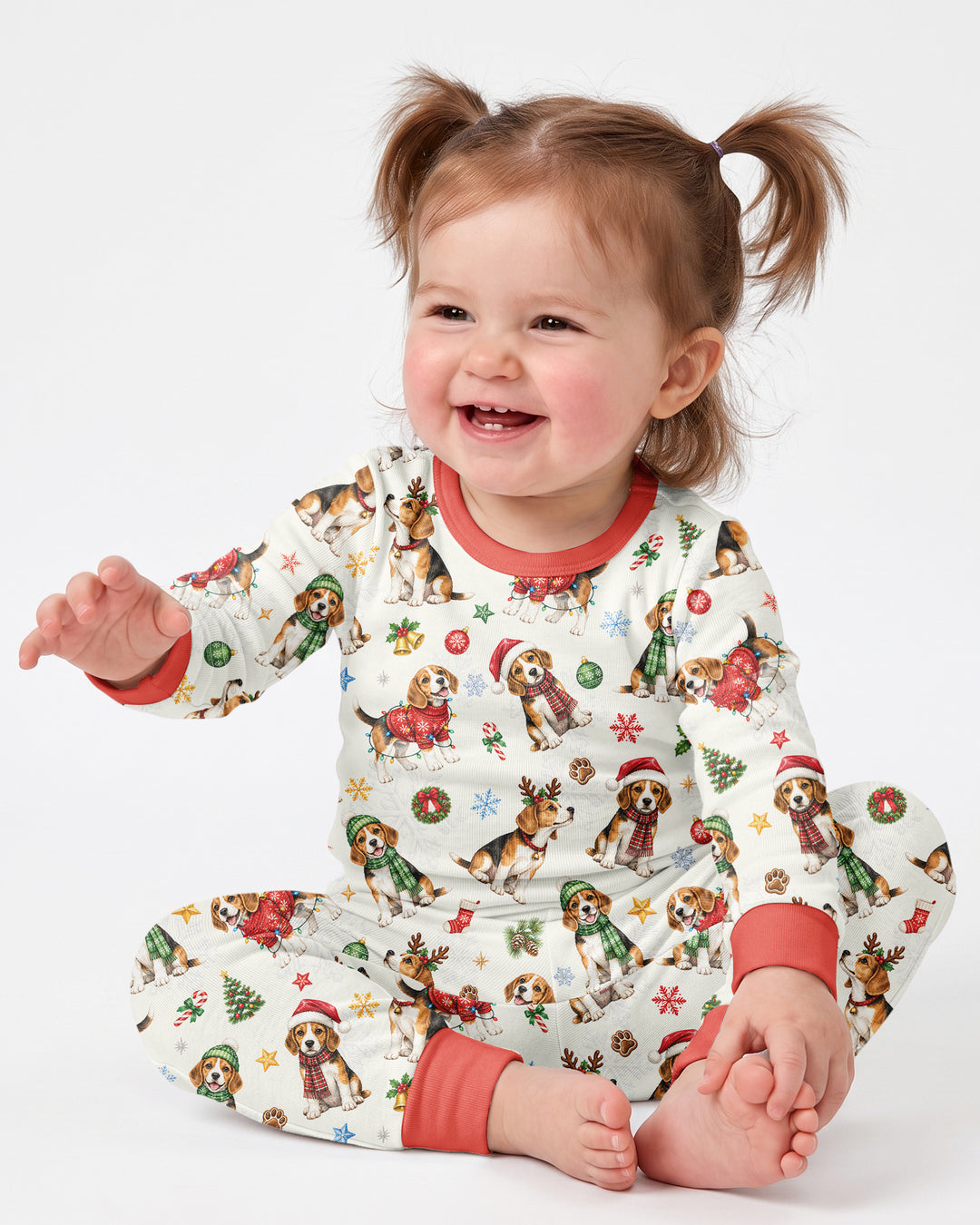 Beagle Christmas Bamboo Two Piece Long Sleeve Pajama Set