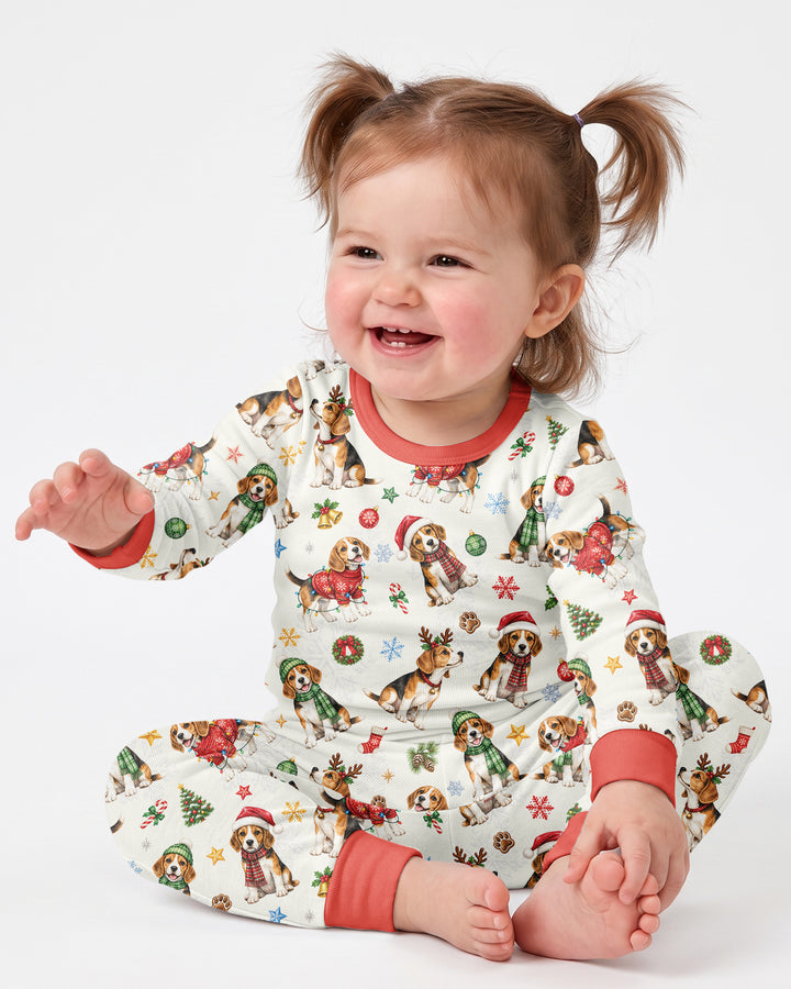 Beagle Christmas Bamboo Two Piece Long Sleeve Pajama Set