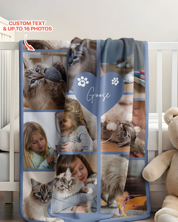 Custom Pet Photo Collage Bamboo Blanket
