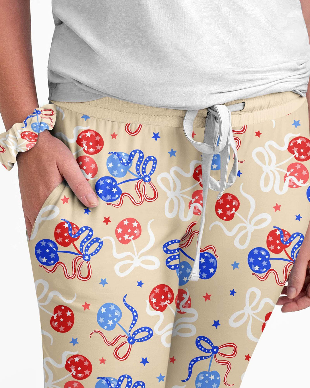Kirsch-Amerika 4. Juli Bambus Pyjama-Set für Damen