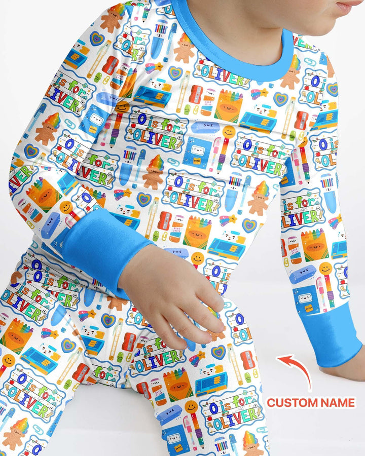 Zweiteiliges Langarm-Pyjama-Set mit Sommerfrüchten