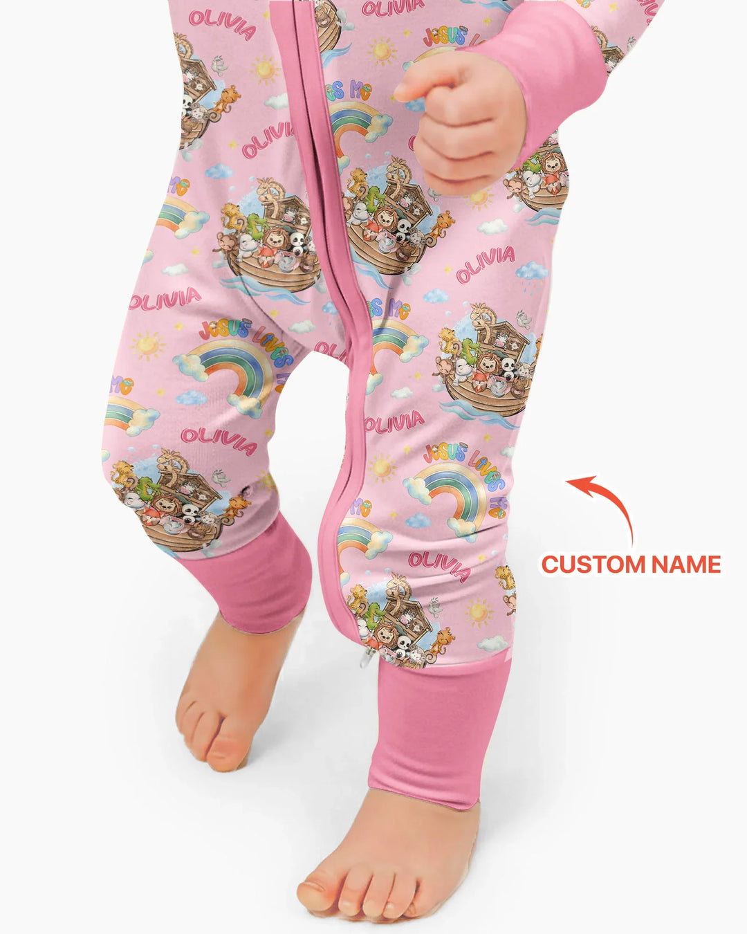 Custom Name Jesus Loves Me Noah's Ark Bamboo Convertible Zippy