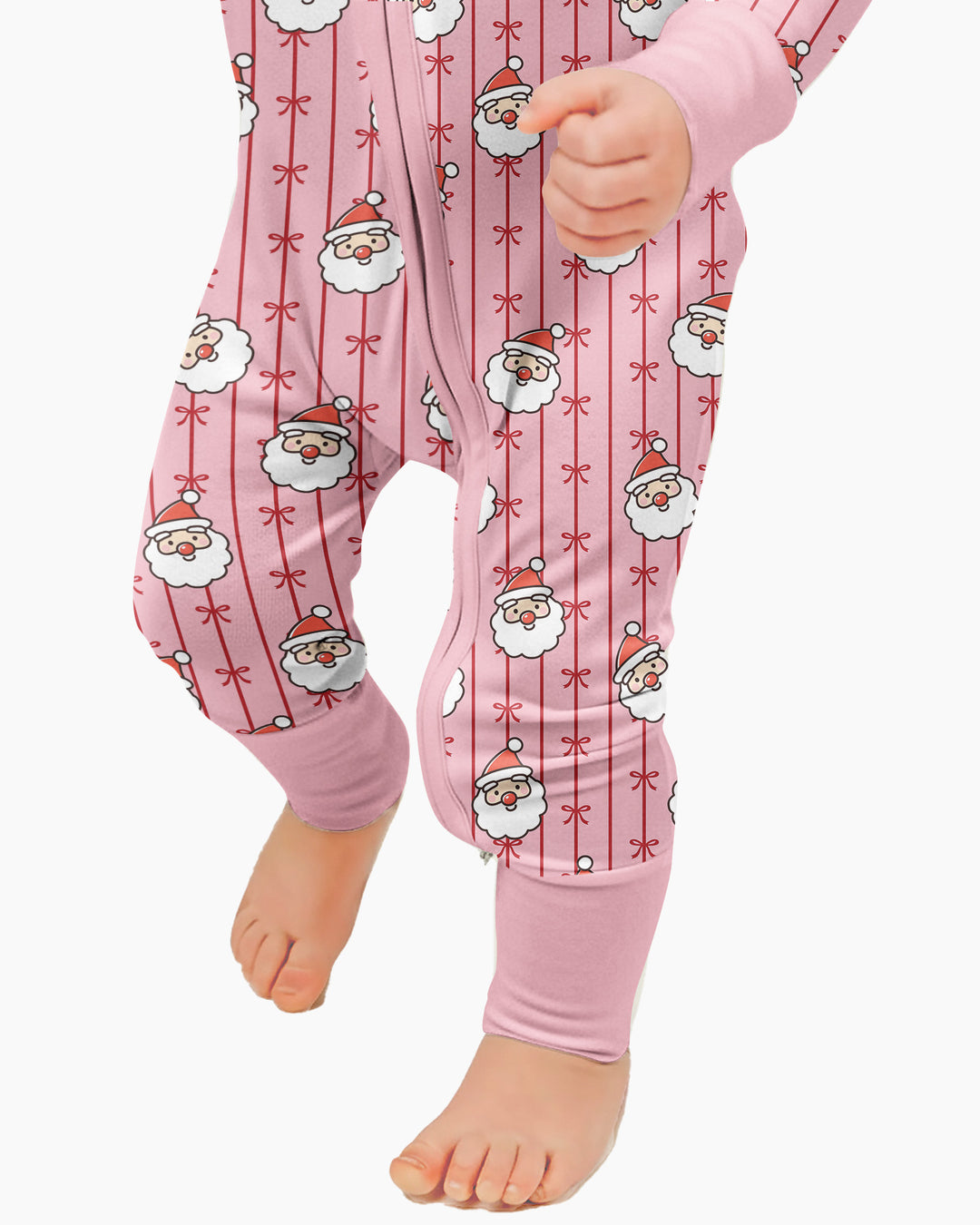 Pink Santa Bow Stripe Christmas Bamboo Convertible Zippy