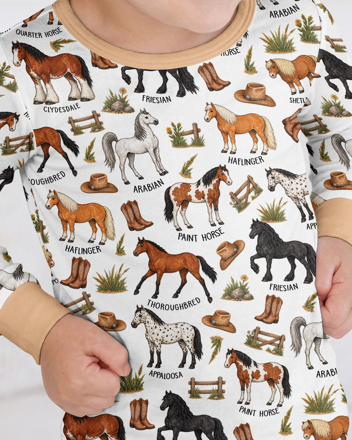 Types Of Horses Bamboo Two Piece Long Sleeve Pajama Set