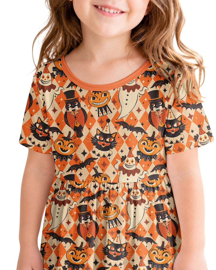 Vintage Halloween Carnival Bamboo Twirl Dress