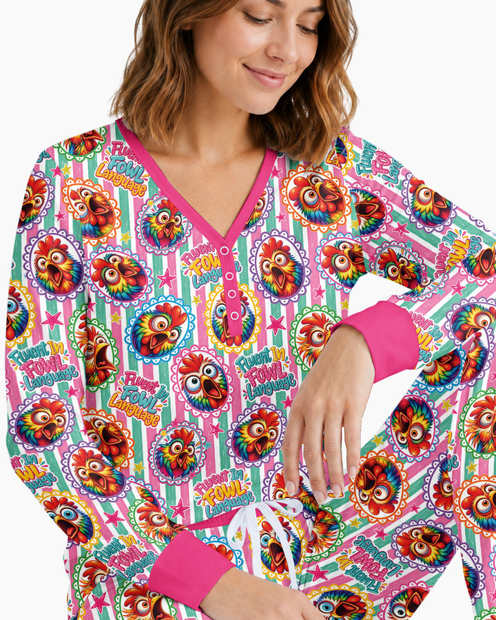 Fluent In Fowl Language Bamboo Women Pajama Set