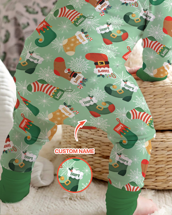 Personalize Christmas Crew Family Matching  Bamboo Convertible Zippy