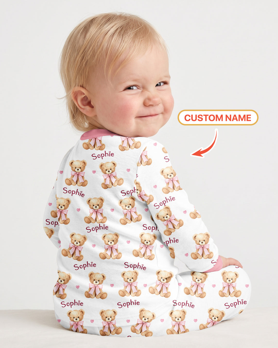 Grandma/... Loves Me Beary Much Personalized Bamboo Two Piece Long Sleeve Pajama Set