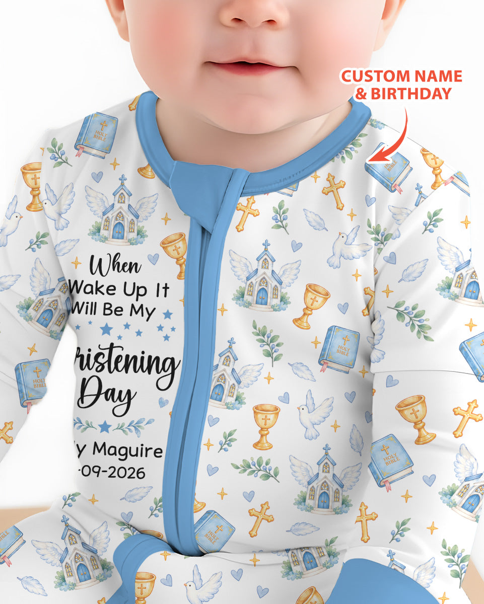 Personalized When I Wake Up It Will Be My Christening Day Bamboo Convertible Zippy