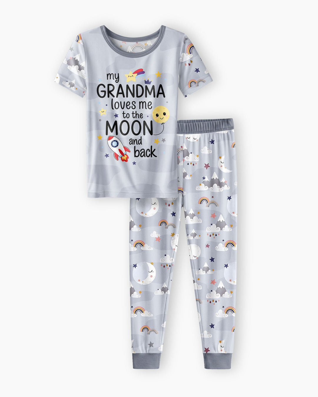 My Grandma Loves Me To The Moon And Back Bamboo Two Piece Short Sleeve Pajama Set