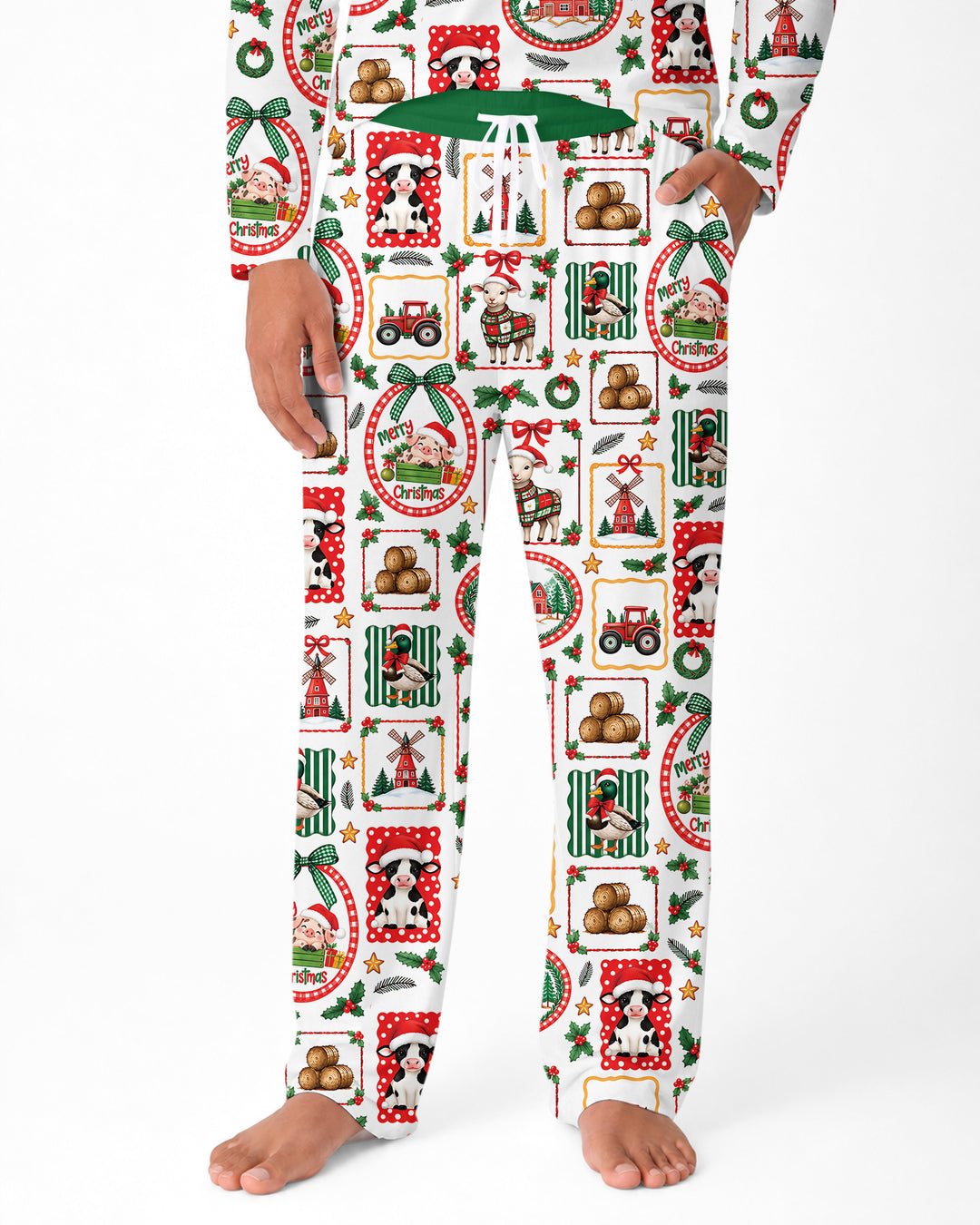 Christmas Farm Animals Bamboo Men's Pajama Set