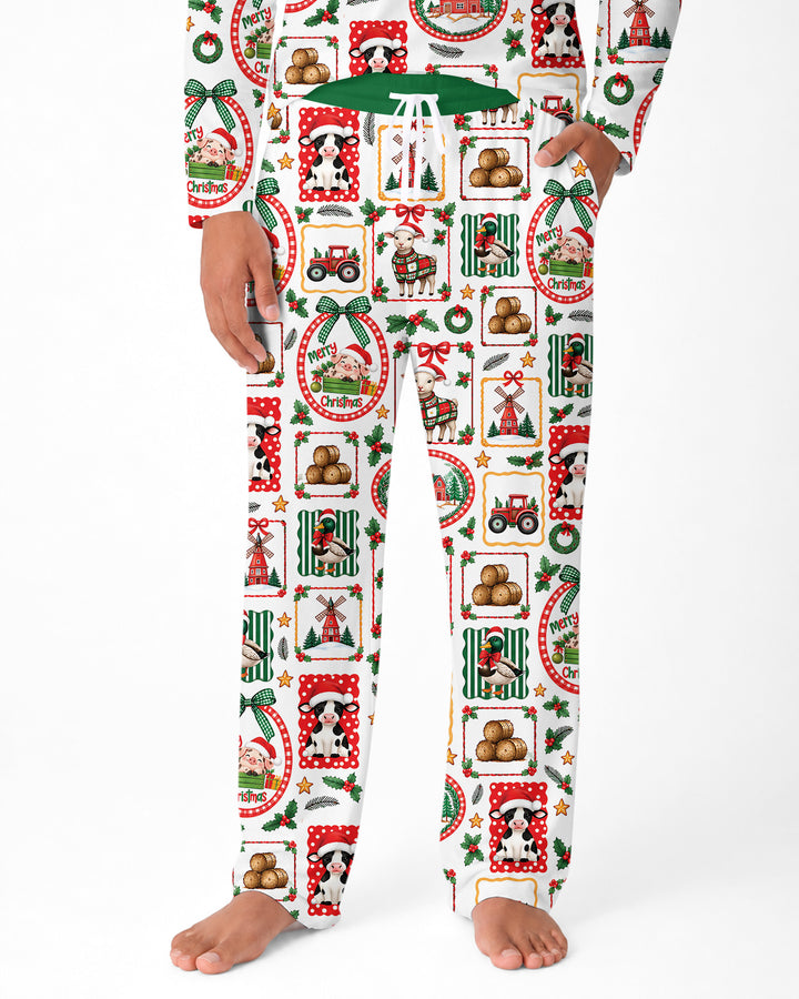 Christmas Farm Animals Bamboo Men's Pajama Set