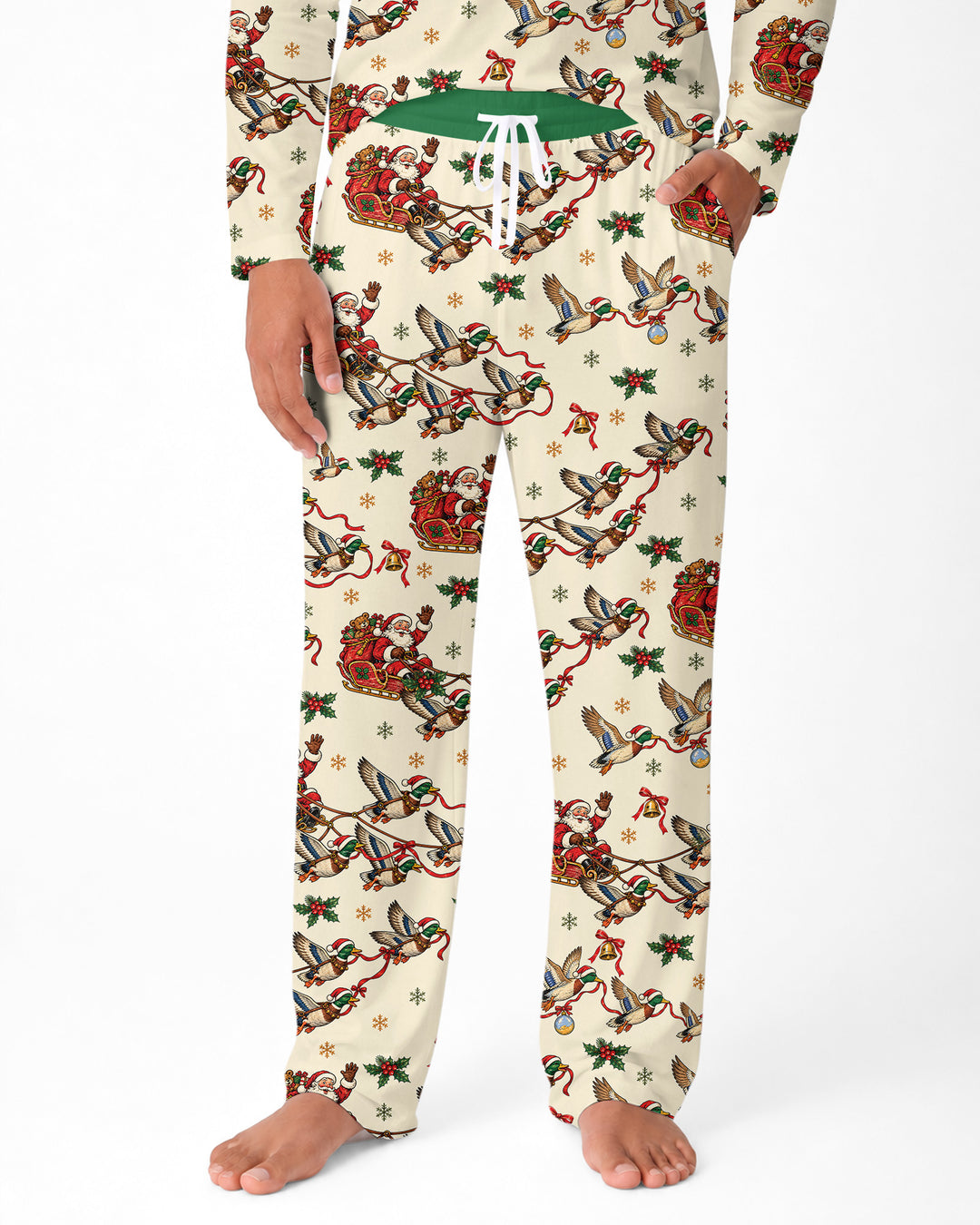 Santa Sleigh with Mallard Ducks Bamboo Men's Pajama Set