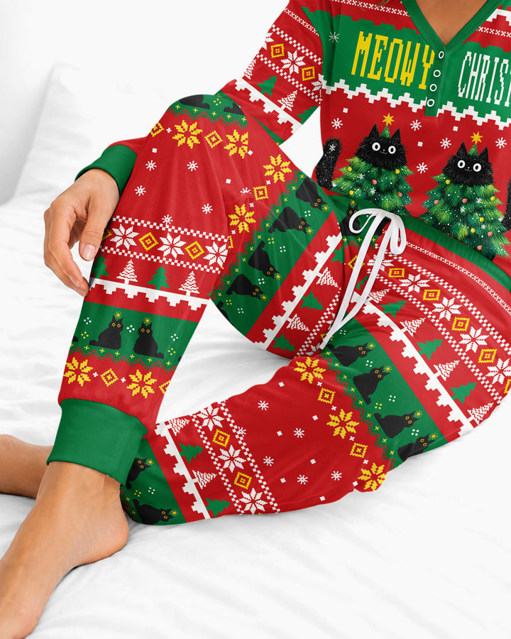 Meowy Christmas Bamboo Women Pajama Set