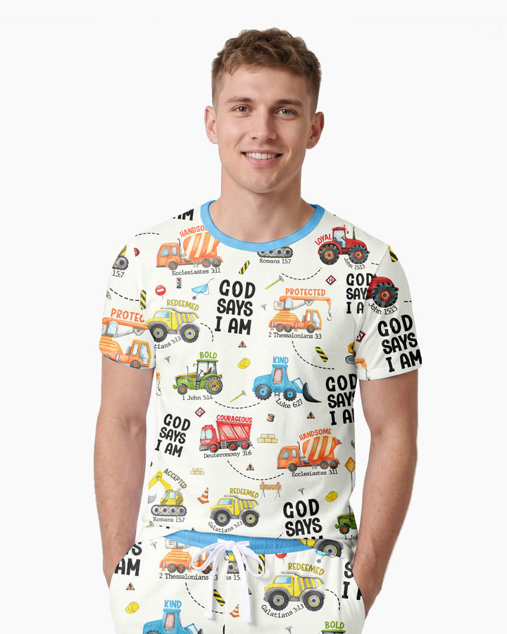 God Says I Am Men Short Sleeve Short Pajama Set