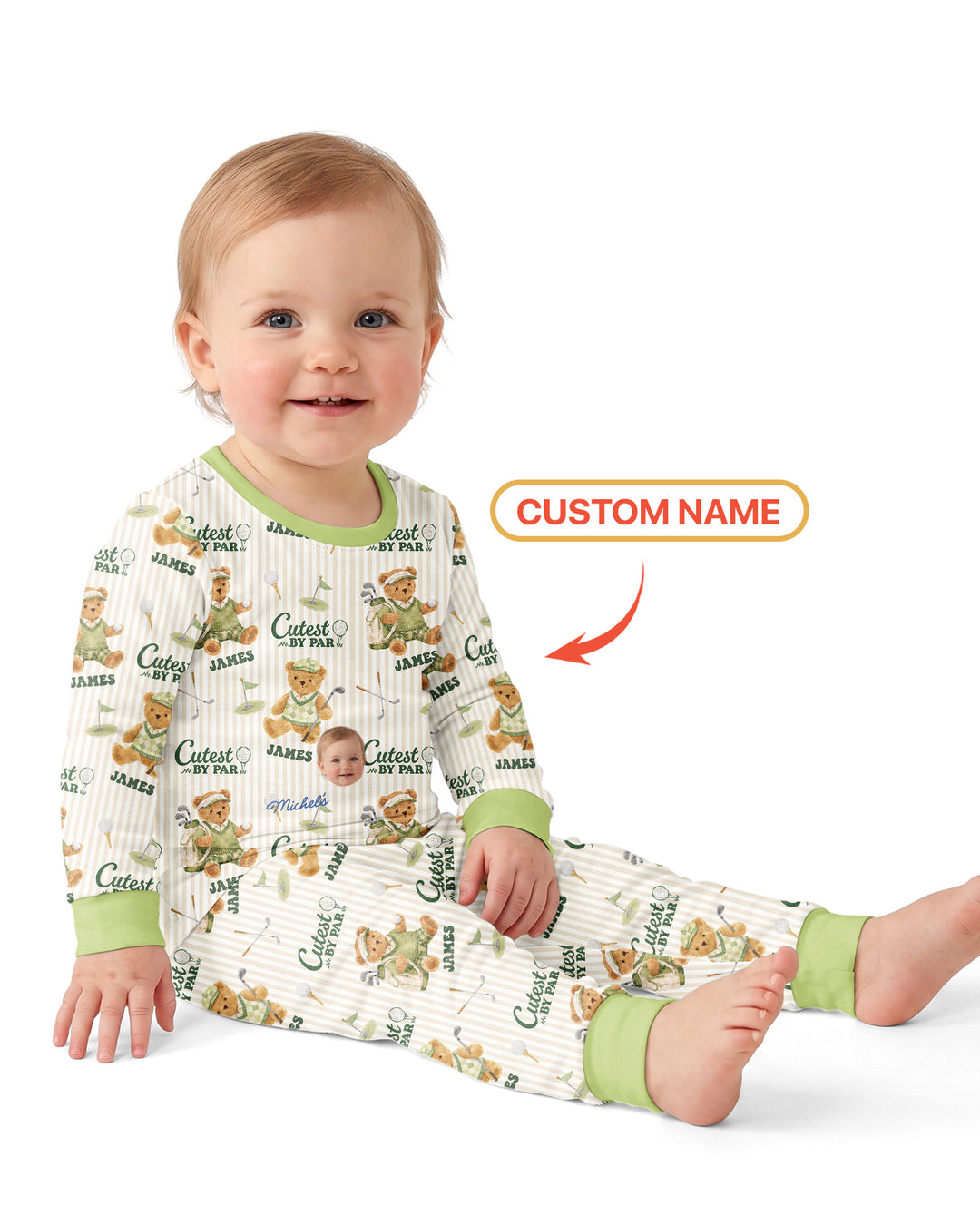 Cutest By Par Custom Name Bamboo Two Piece Long Sleeve Pajama Set