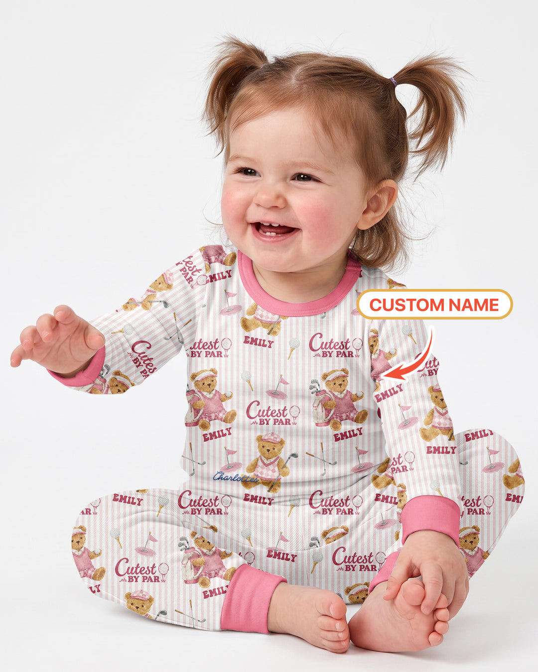 Cutest By Par Custom Name Bamboo Two Piece Long Sleeve Pajama Set