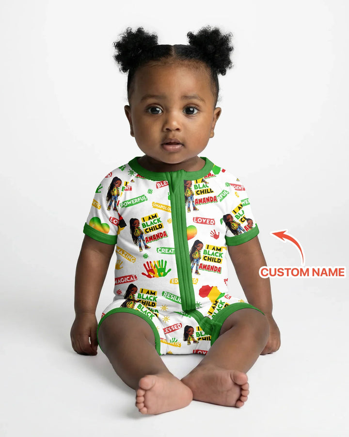 Custom Name I Am Black Child Magical Bamboo Shorty Zippy