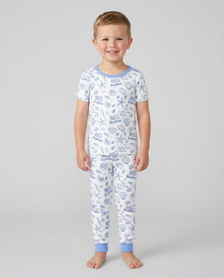 Coquette Seashell Matching Sibling Bamboo Two Piece Short Sleeve Pajama Set