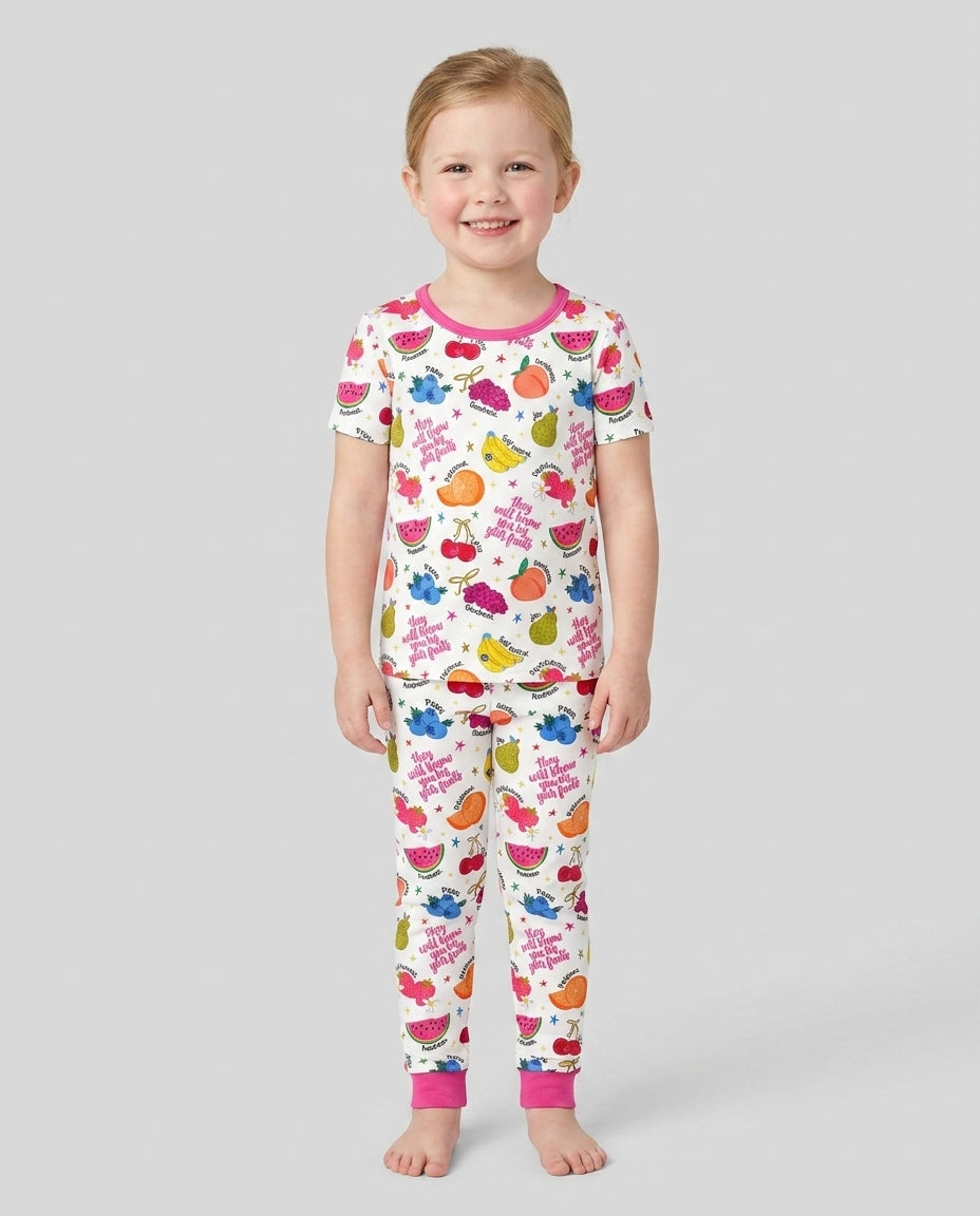 They Will Know You By Your Fruits Bamboo Two Piece Short Sleeve Pajama Set