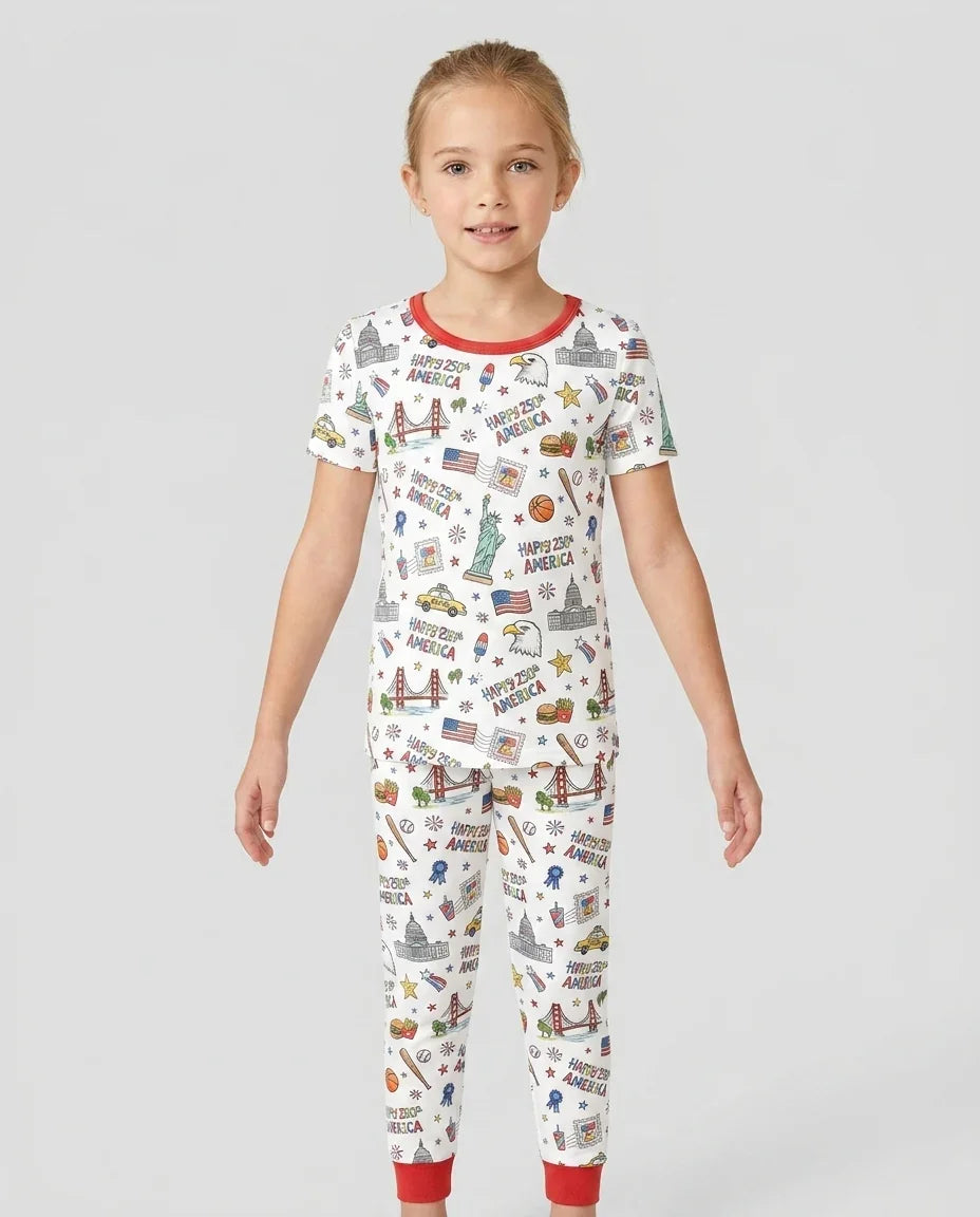 Zweiteiliges, kurzärmliges Pyjama-Set mit Marienkäfern