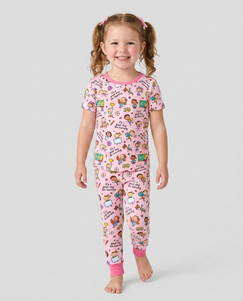 Little Learners Adventure Bamboo Two Piece Short Sleeve Pajama Set