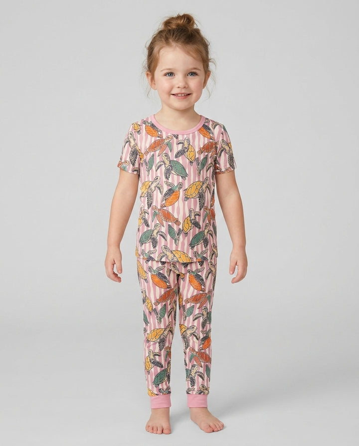 Turtle Bay Family Matching Bamboo Two Piece Short Sleeve Pajama Set