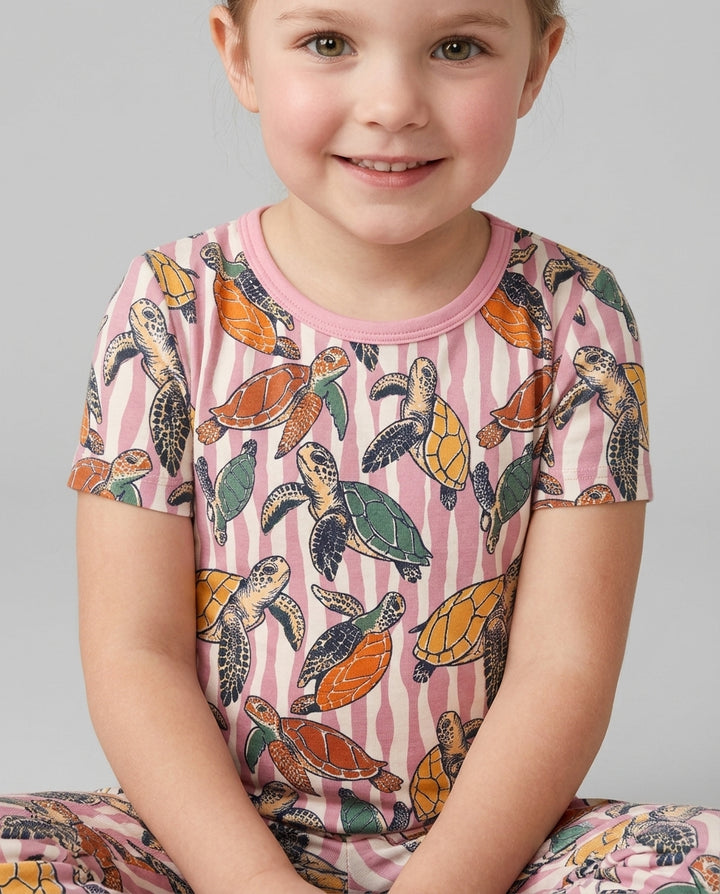 Turtle Bay Family Matching Bamboo Two Piece Short Sleeve Pajama Set