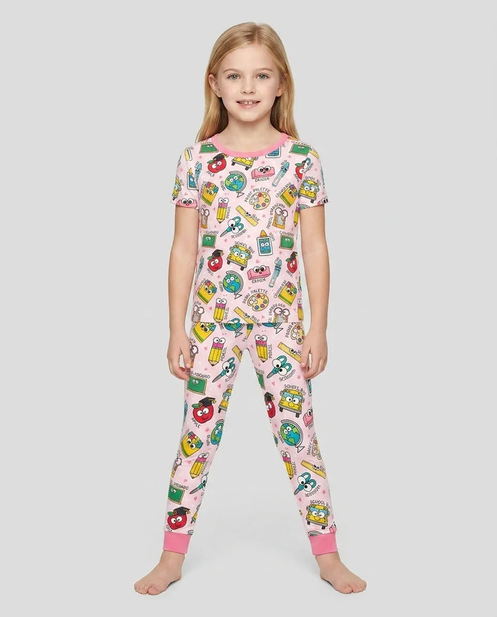 Happy School Pals Two Piece Short Sleeve Pajama Set