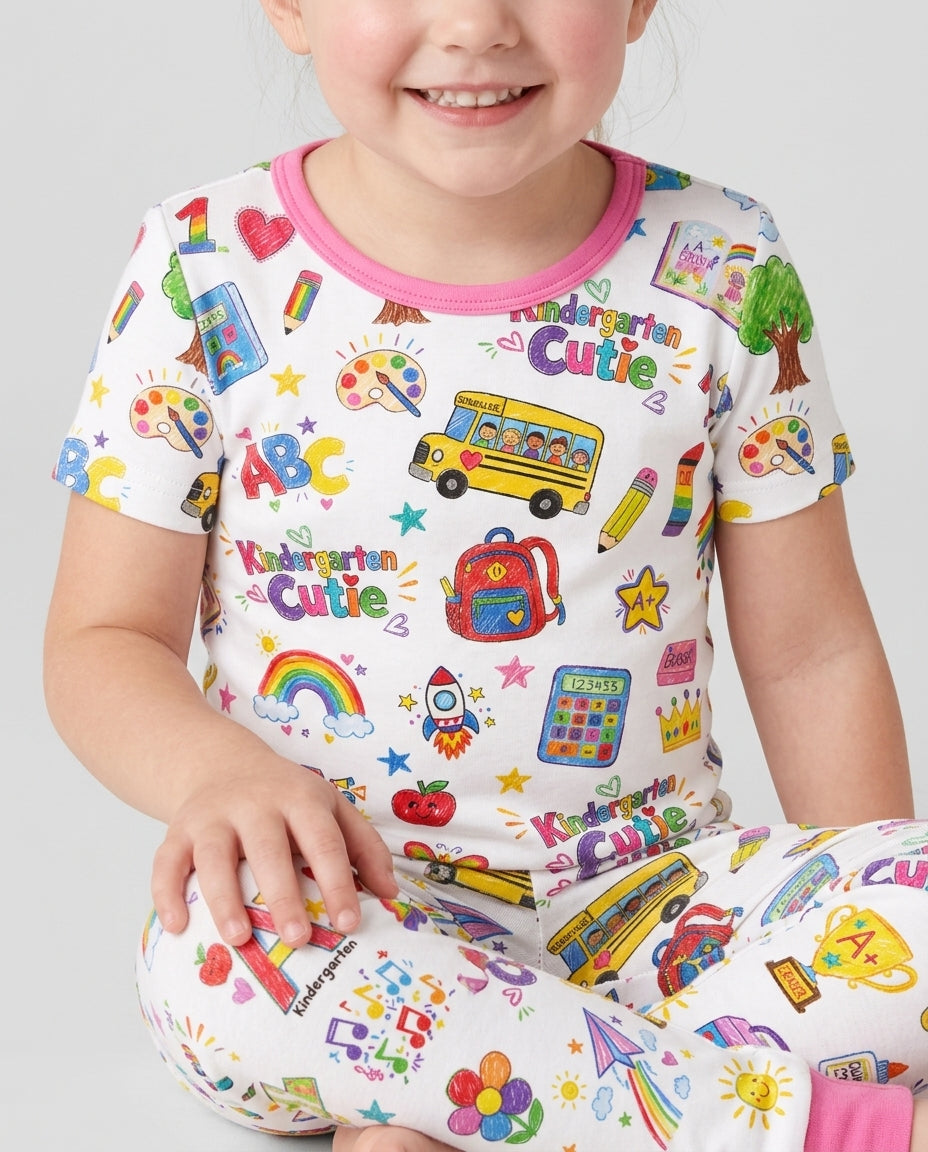 Zweiteiliges, kurzärmliges Pyjama-Set mit Marienkäfern
