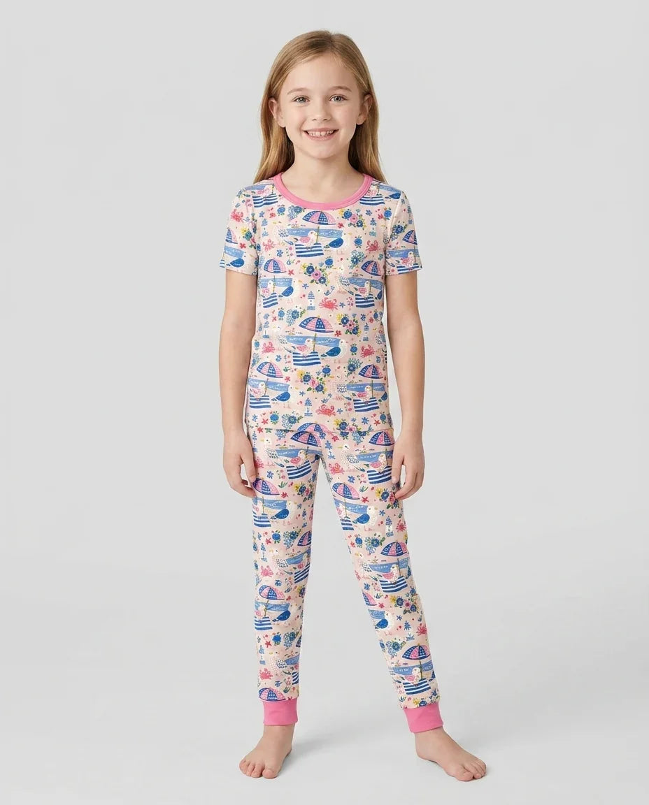 Zweiteiliges, kurzärmliges Pyjama-Set mit Marienkäfern