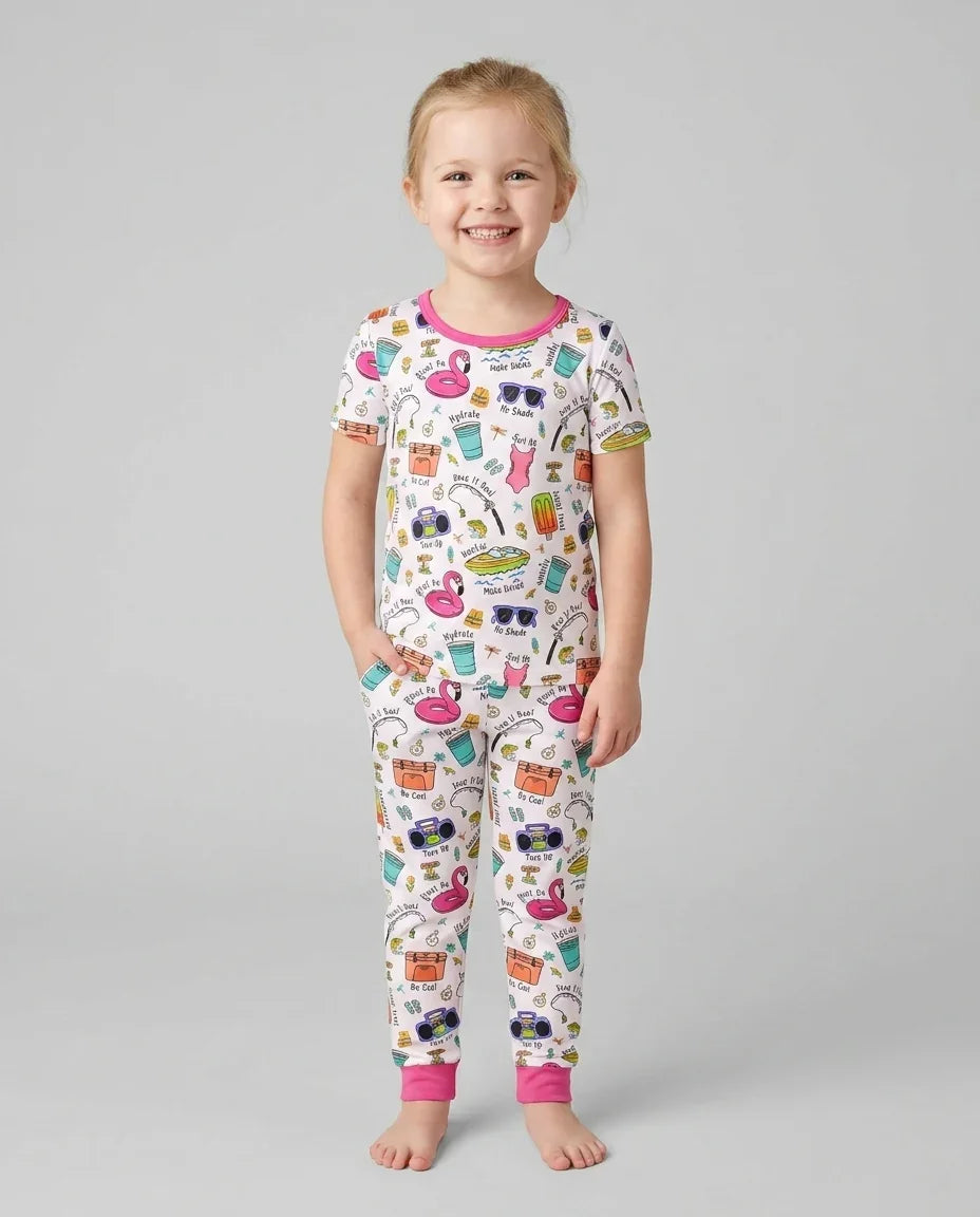 Zweiteiliges, kurzärmliges Pyjama-Set mit Marienkäfern
