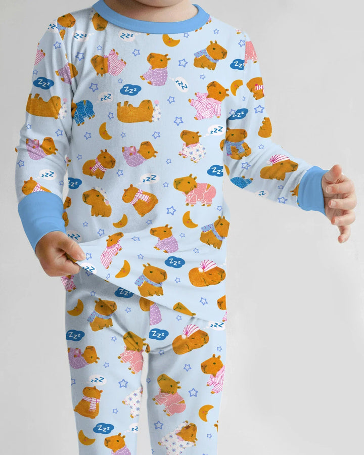 Zweiteiliges Langarm-Pyjama-Set mit Sommerfrüchten
