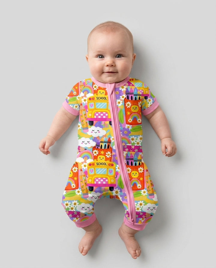Retro Happy Classroom Bamboo Shorty Zippy