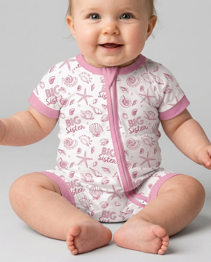 Coquette Seashell Matching Sibling Bamboo Shorty Zippy