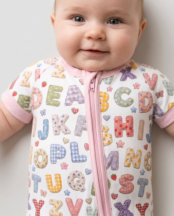 Fabric Alphabet Letters Bamboo Shorty Zippy