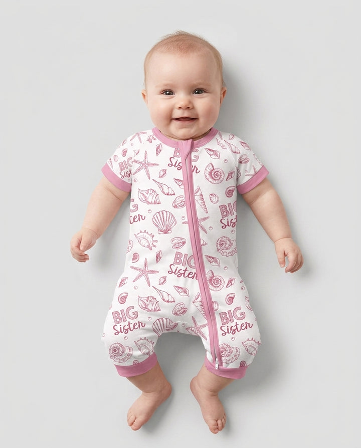 Coquette Seashell Matching Sibling Bamboo Shorty Zippy