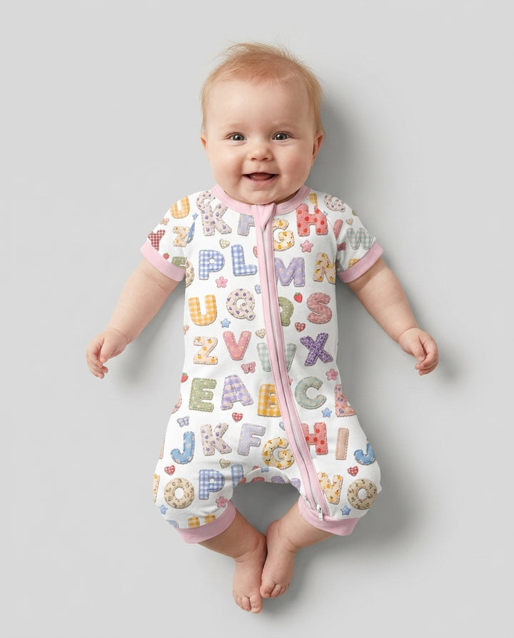 Fabric Alphabet Letters Bamboo Shorty Zippy